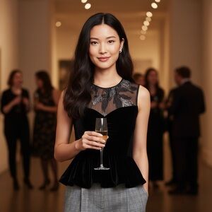 Rebecca Taylor Velvet Organza Peplum Top Black Corset Style Size 4 NWT